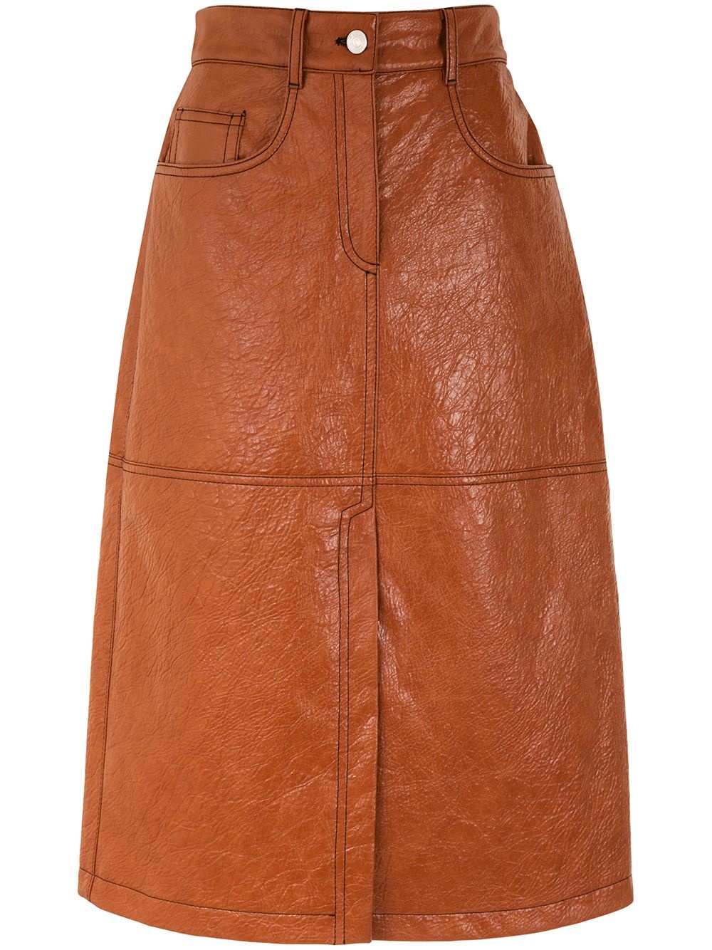 faux leather midi-skirt - 1