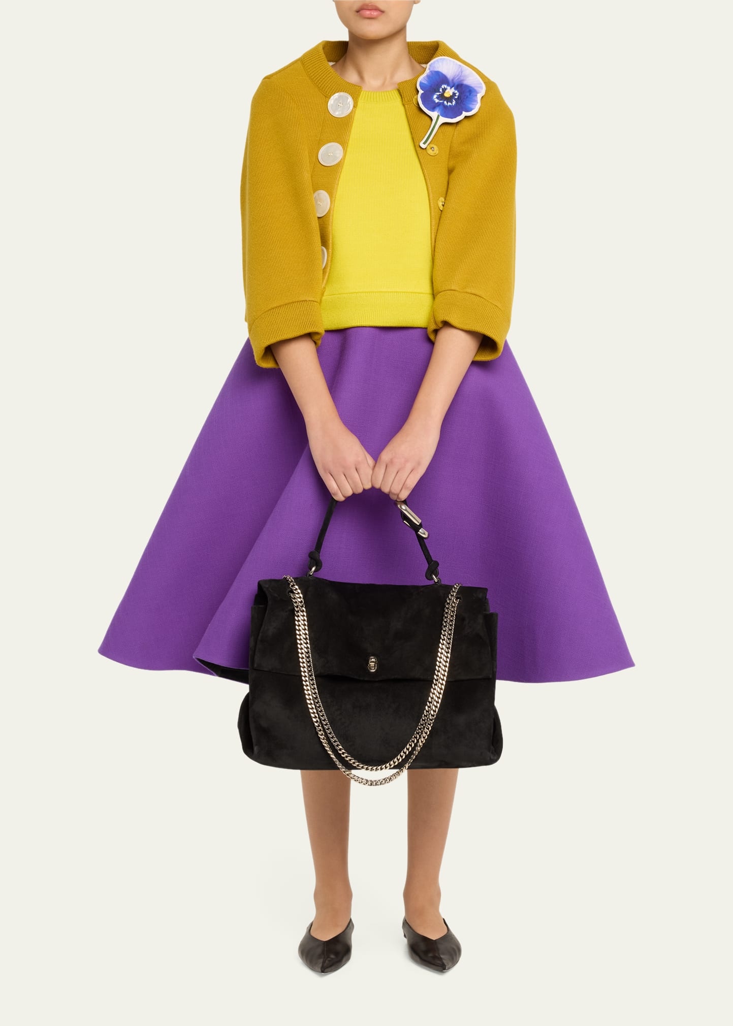 Large Suede Chain Shoulder Bag - 6
