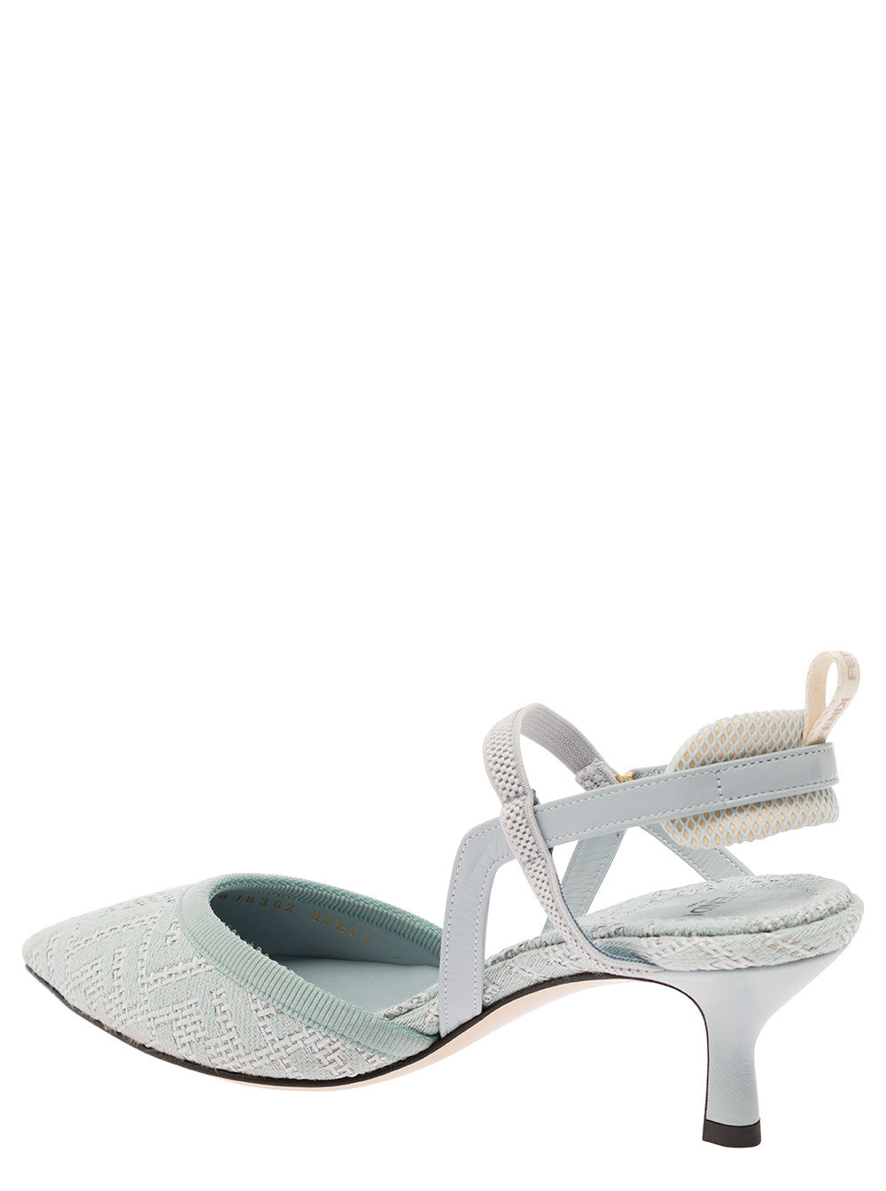 Fendi Women 'Colibrì Lite' Light Blue Slingacks With Jacquard Ff Motif In Cotton And Leather Woman - 3