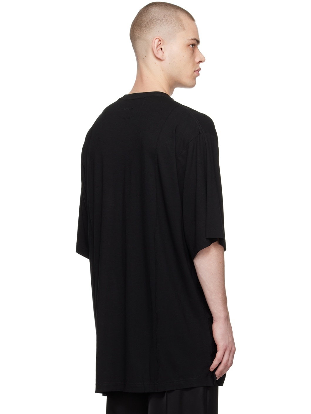 Black Oversized Creased T-Shirt - 3
