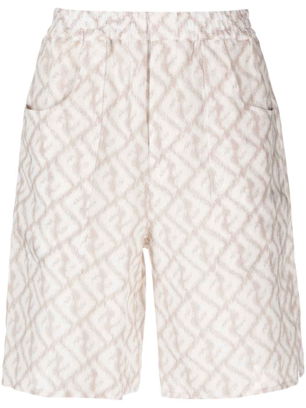 abstract-print linen shorts - 1