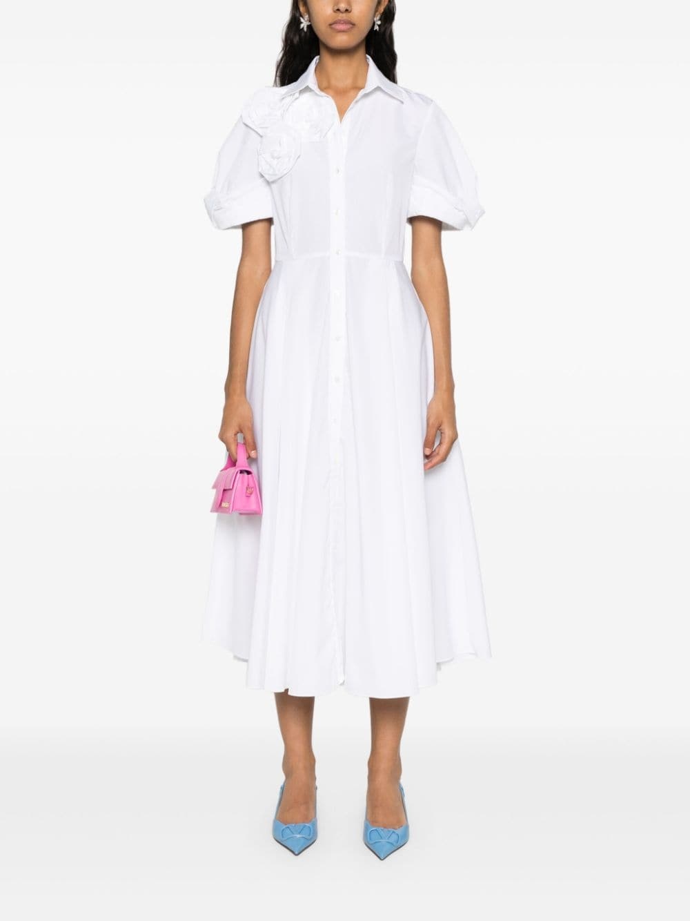 rose-appliquÃ© midi shirt dress - 2