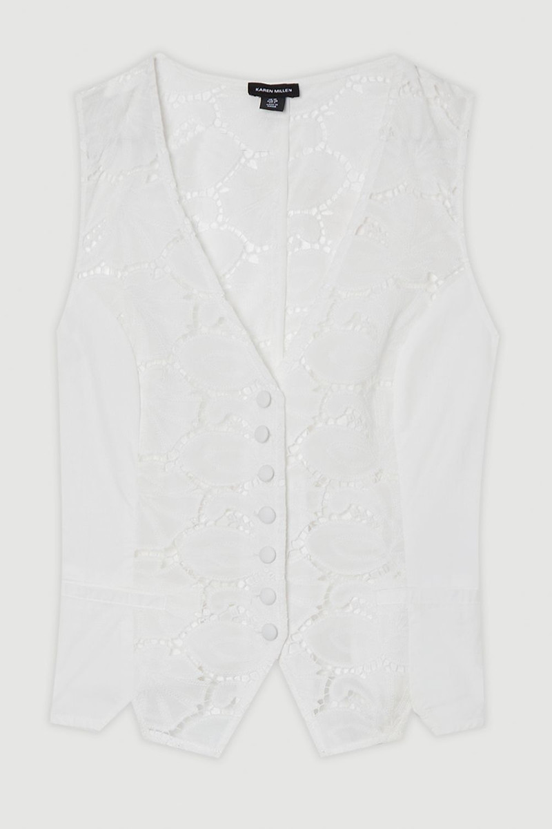 Cotton Cutwork Woven Waistcoat 4