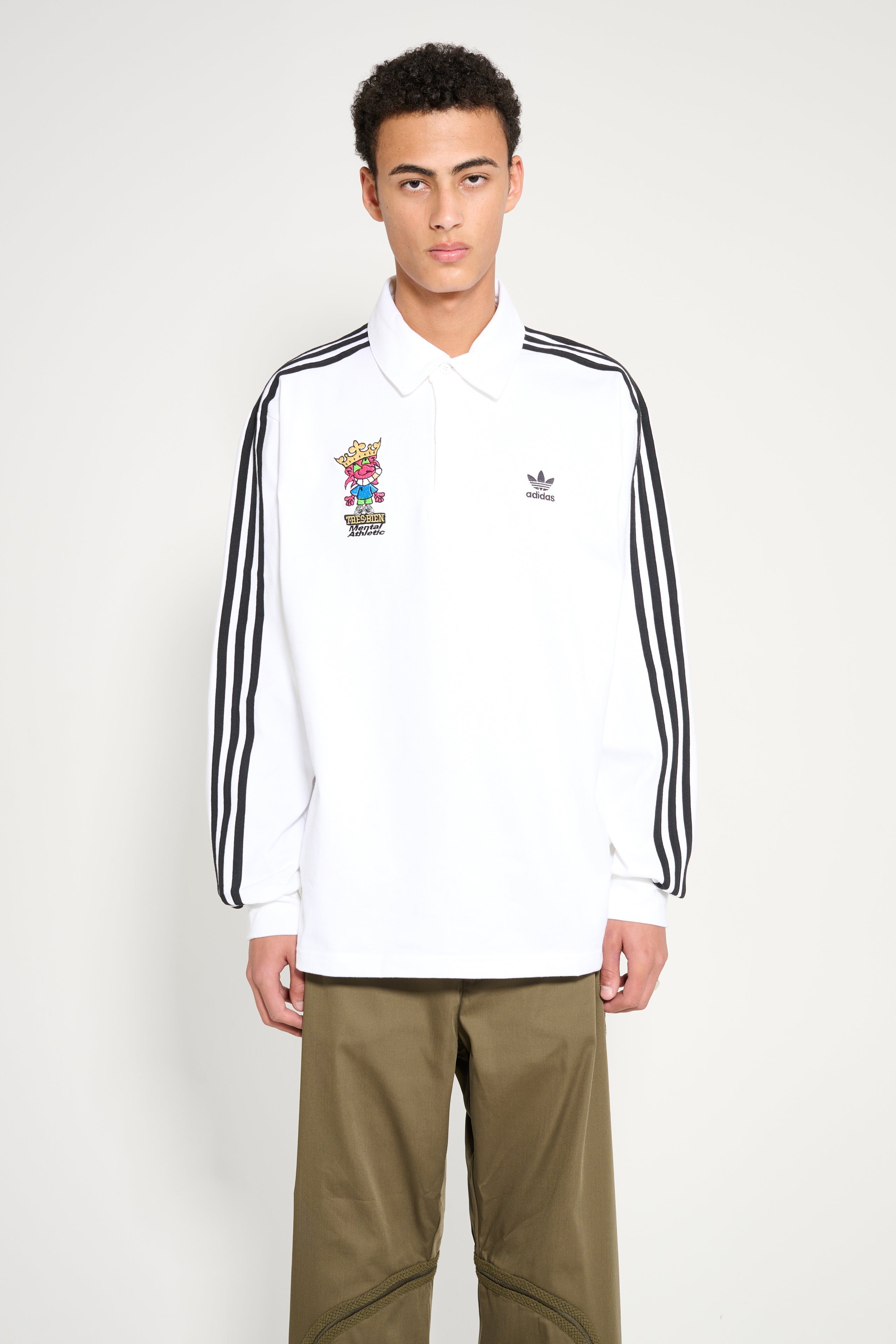 ADIDAS X TRÈS BIEN X MENTAL ATHLETIC ADICOLOR RUGBY POLO SHIRT WHITE - 2