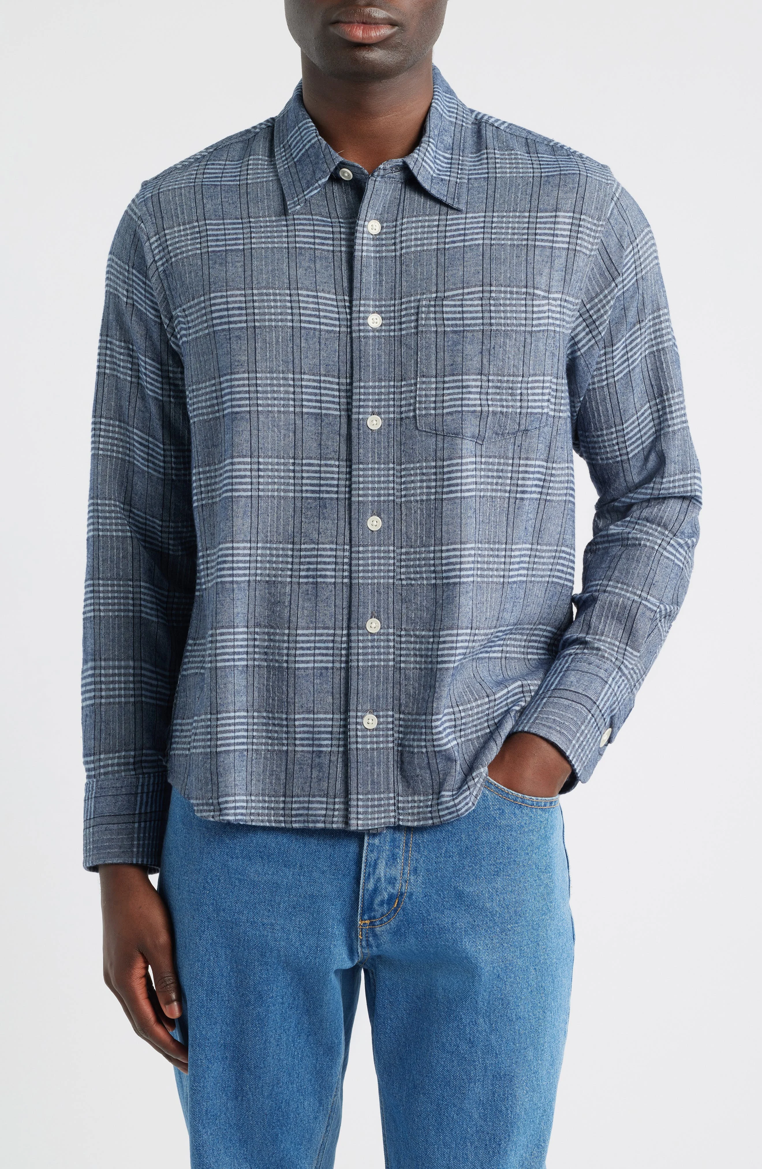 Corridor Ocean Parkway Cotton Blend Button-Up Shirt in Blue at Nordstrom - 1