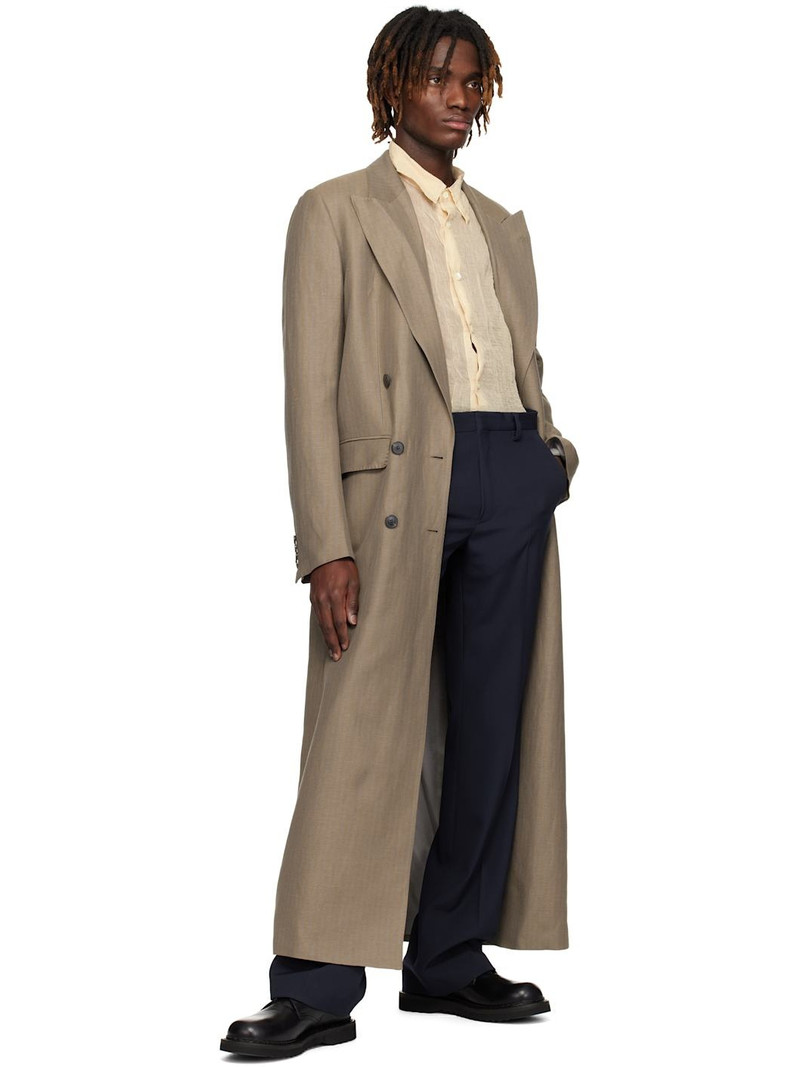 Dries Van Noten Tan Double-Breasted Coat outlook