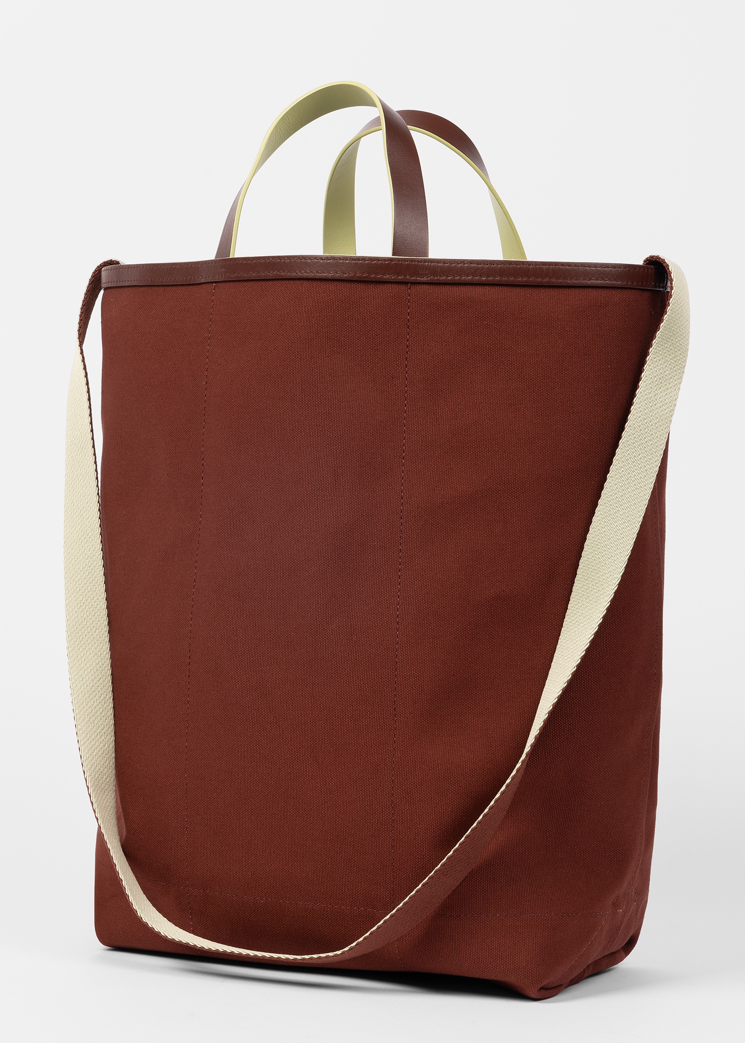 Beige Canvas Reversible Tote Bag With Shoulder Strap - 8
