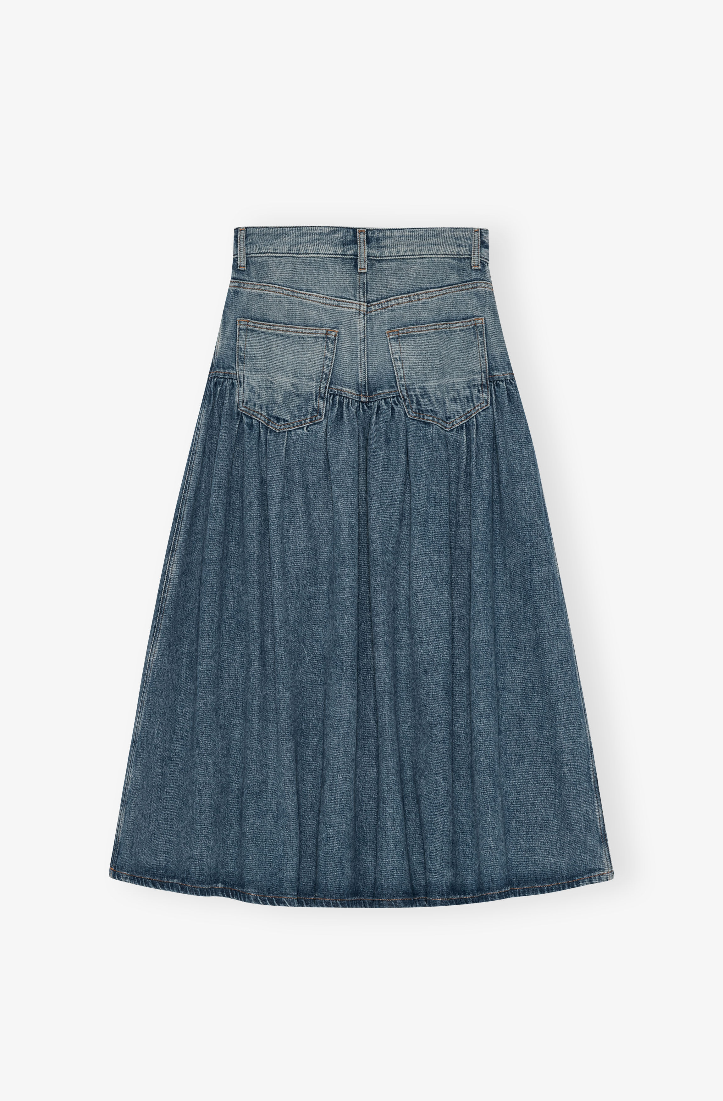 BLUE SOFT RIGID DENIM LONG SKIRT - 2