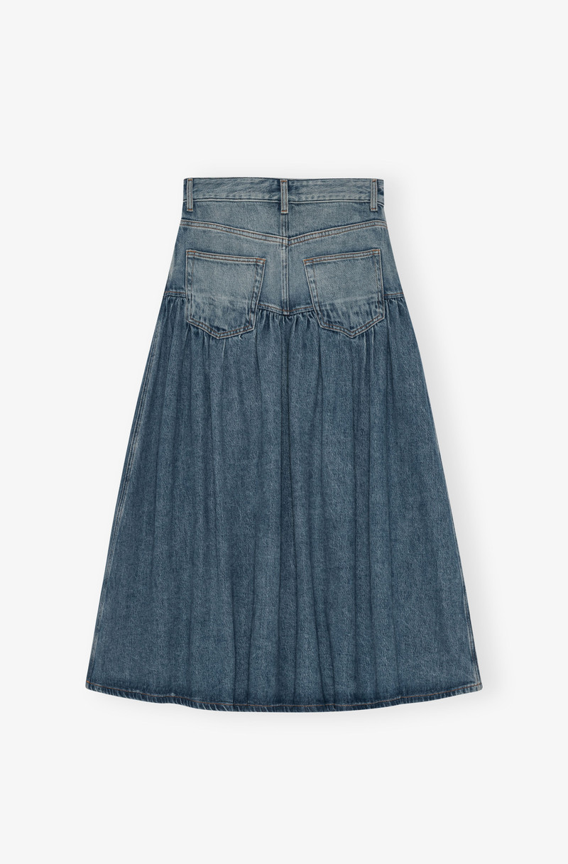 GANNI BLUE SOFT RIGID DENIM LONG SKIRT outlook