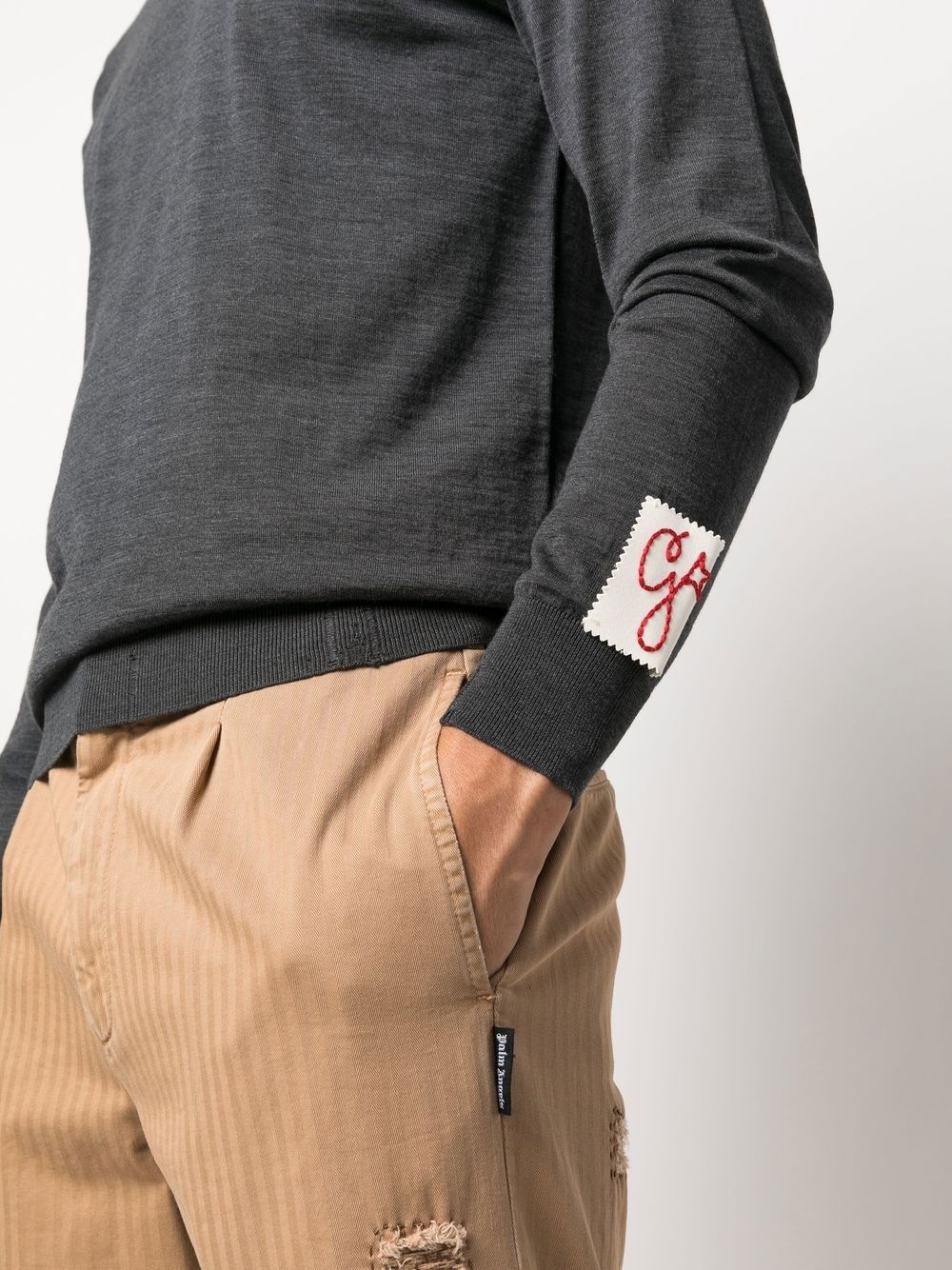 ribbed-knit crew neck sweatshirt - 5