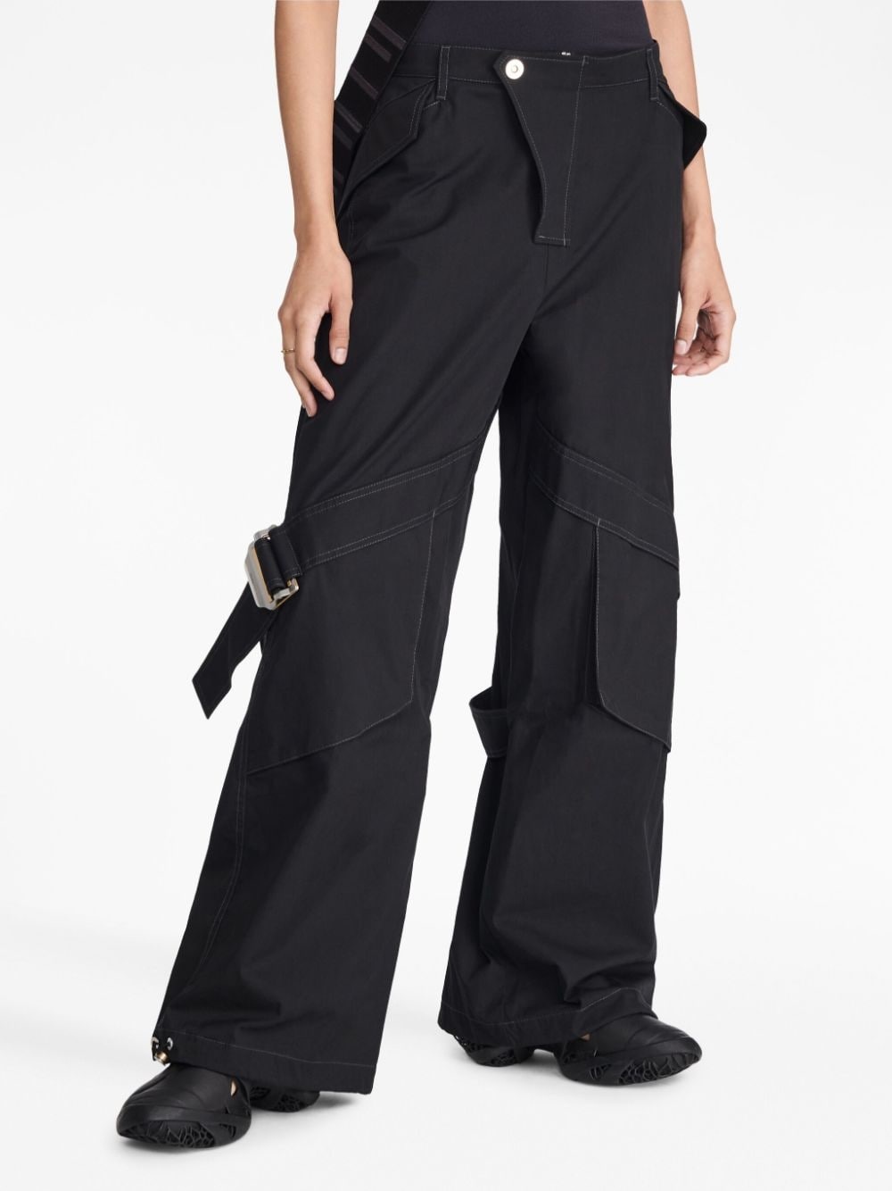 straight-leg organic cotton blend trousers - 4