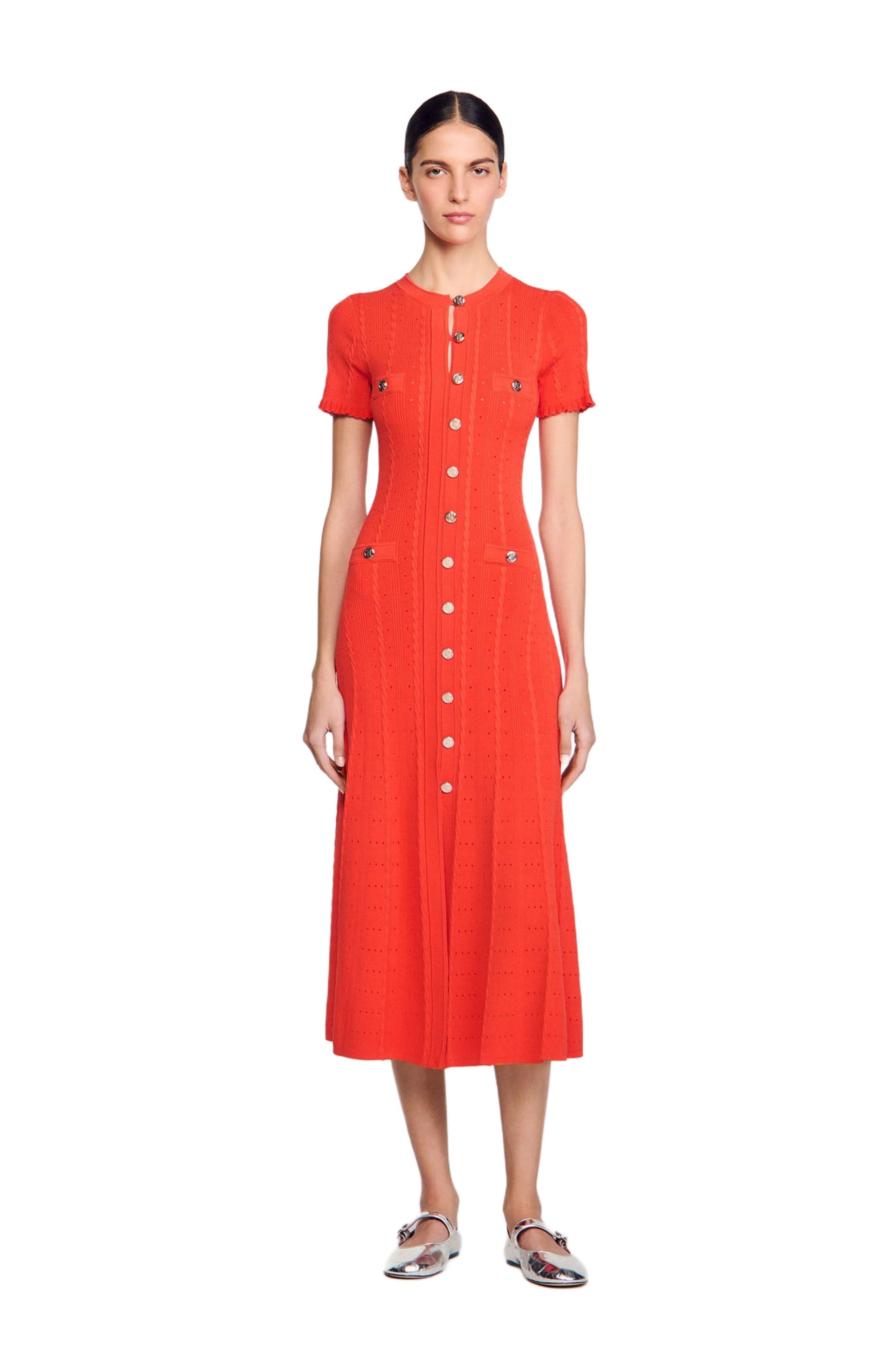SANDRO Knit maxi dress in Poppy at Nordstrom - 4