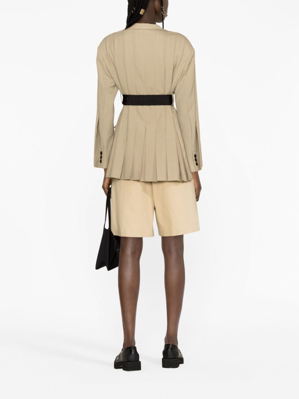 pleated single-breasted blazer - 3