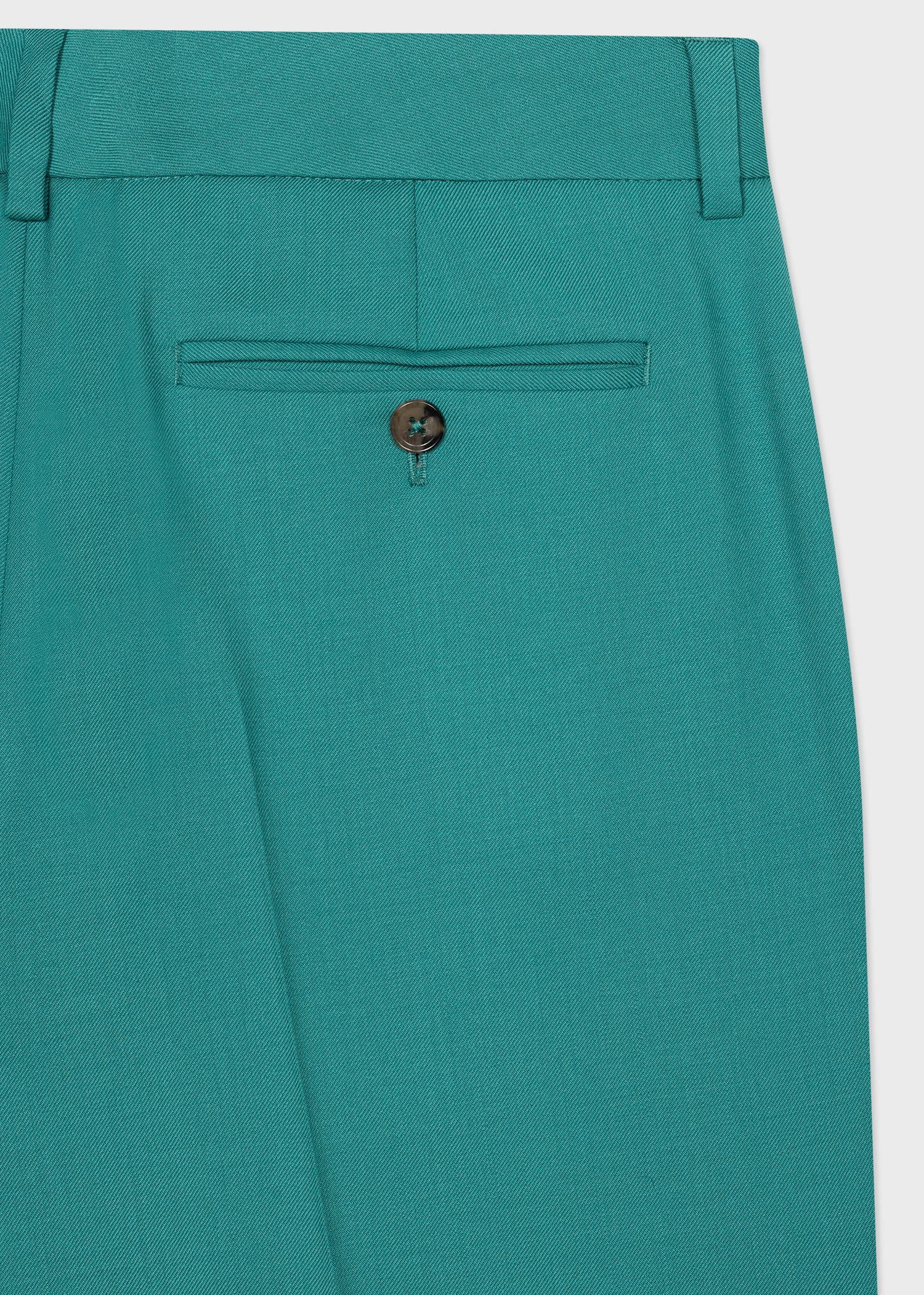 Light Teal Wool Tapered-Fit Trousers - 2