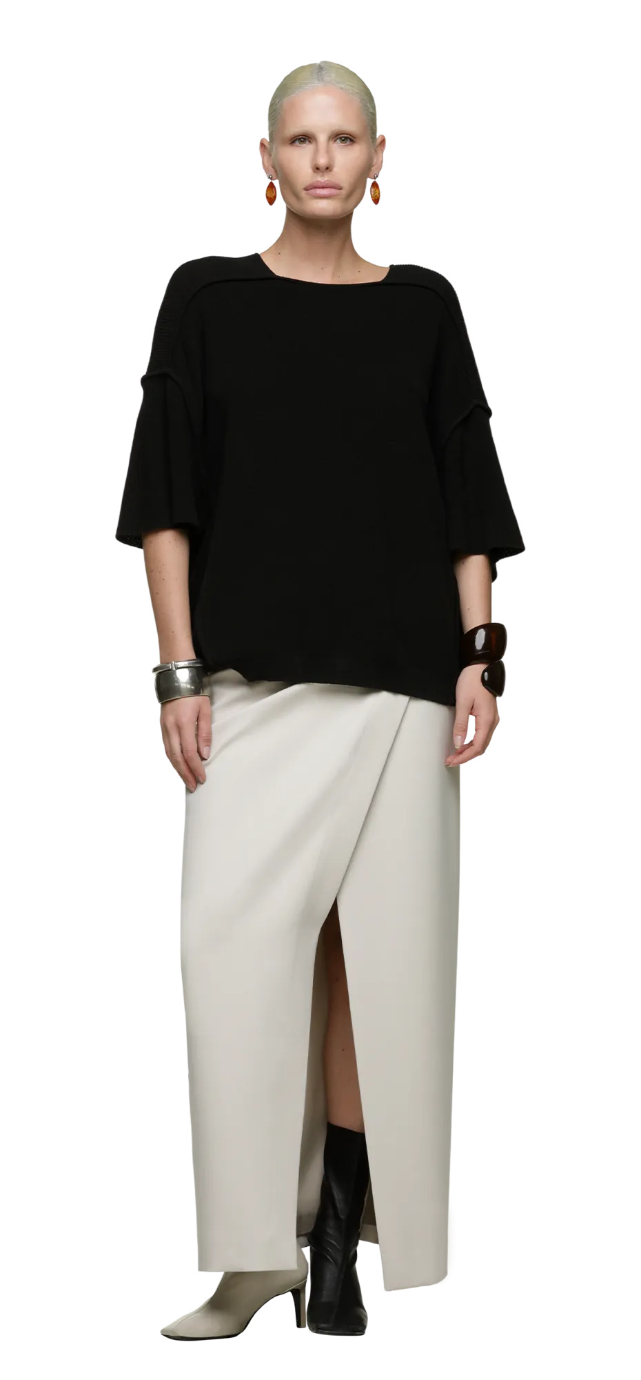 KNIT BLOCK TEE BLACK - 3