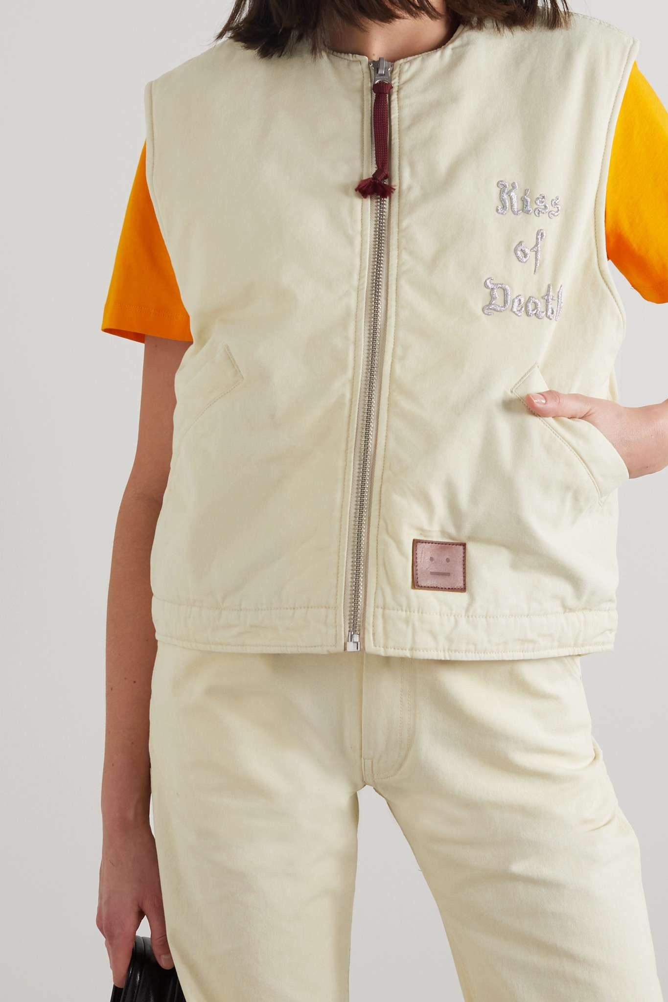 Embroidered appliquéd cotton-canvas vest - 3