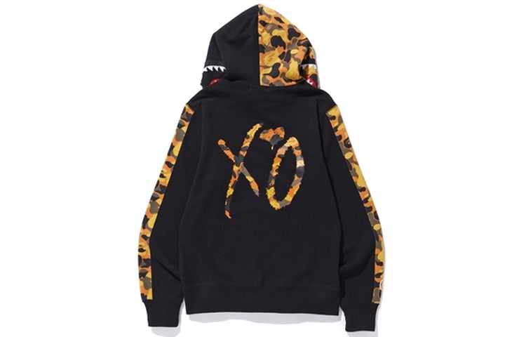 A BATHING APE x XO Shark Camo Full Zip Hoodie 'Black Yellow' 1E70-115-904 - 3