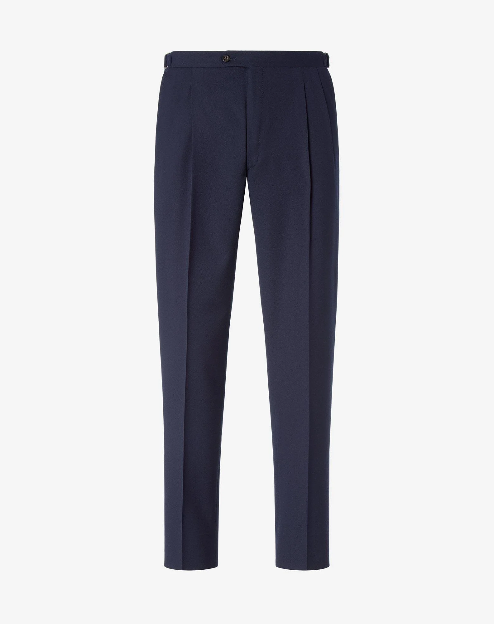 Navy blue 2-pleat pure wool cover trousers - 1