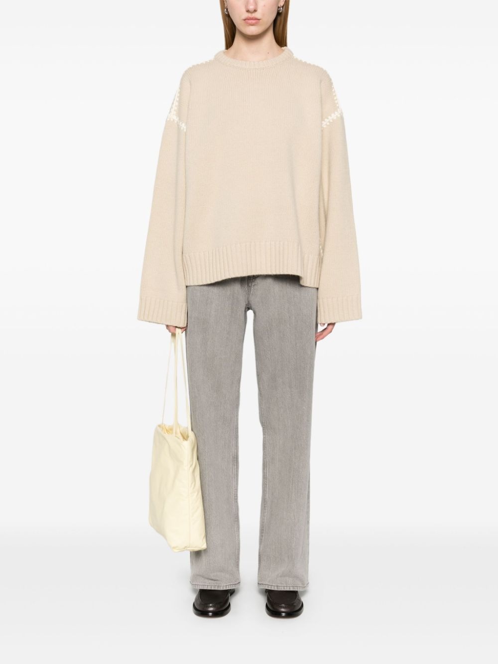 embroidered-trim sweater - 2
