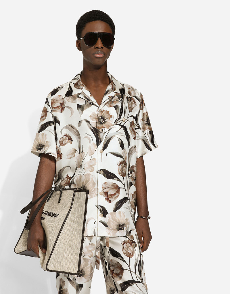 Silk Hawaiian shirt with tulip print 5
