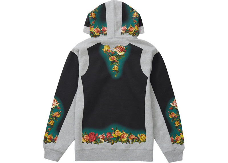 Supreme Supreme Jean Paul Gaultier Floral Print Hooded Sweatshirt Heather Grey outlook
