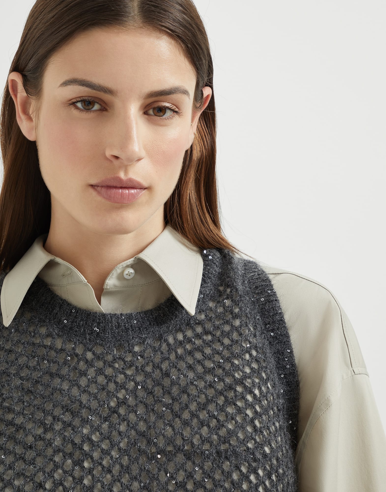 Mohair, cotton and wool dazzling mesh knit top - 3