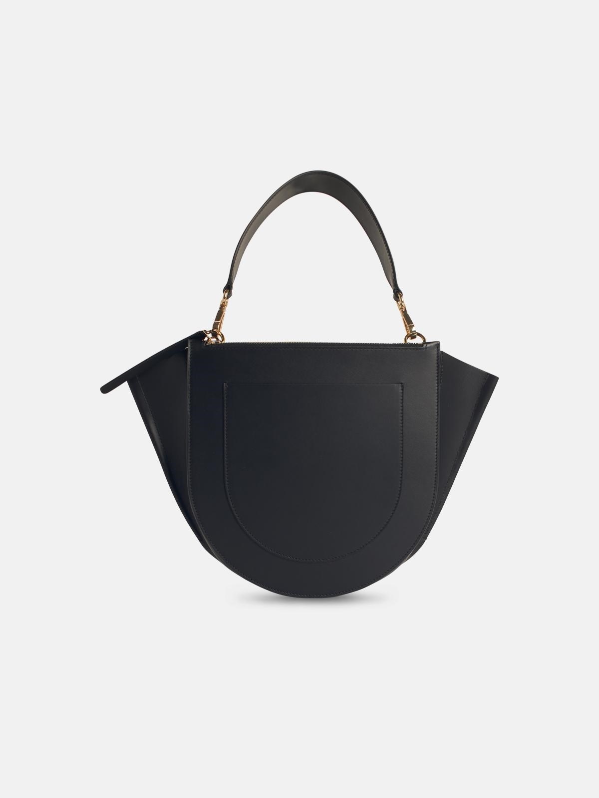 'HORTENSIA' BLACK LEATHER BAG - 3