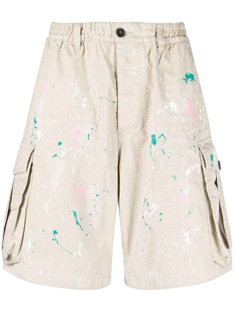 paint splatter cargo shorts 1