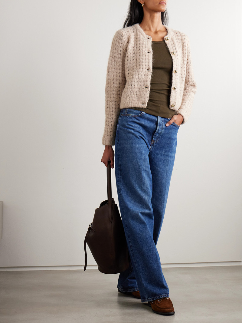 FRAME The Plush Open-knit Alpaca-blend Cardigan outlook