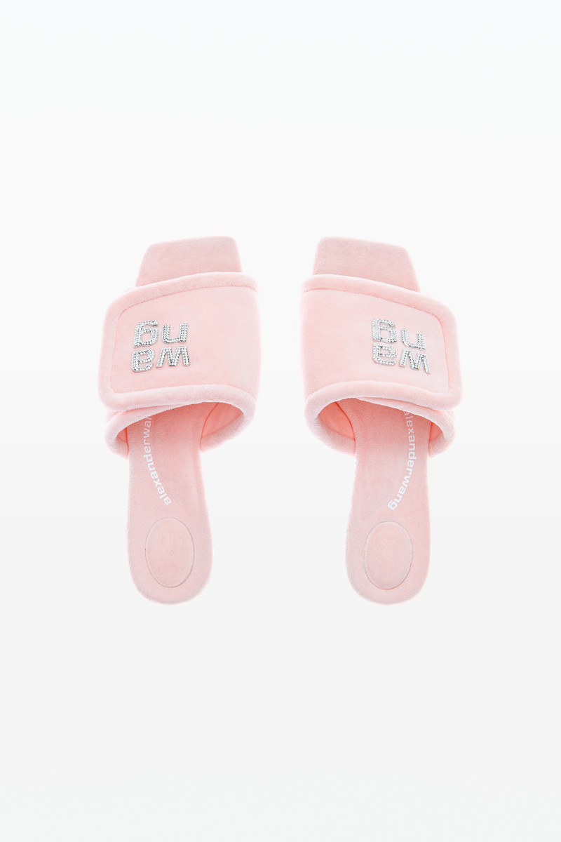 JESSIE VELOUR CRYSTAL LOGO SANDAL 6