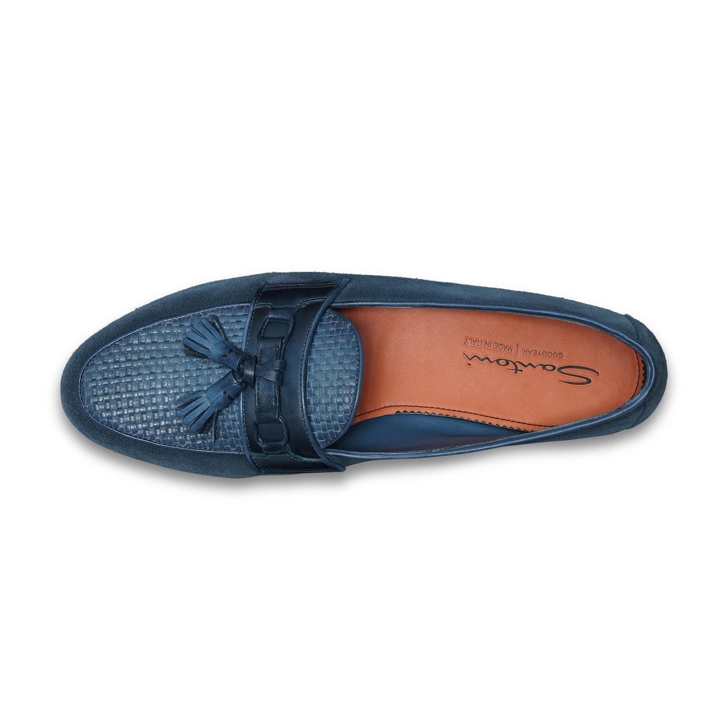 Men's light blue suede and leather Andrea tassel loafer - 5