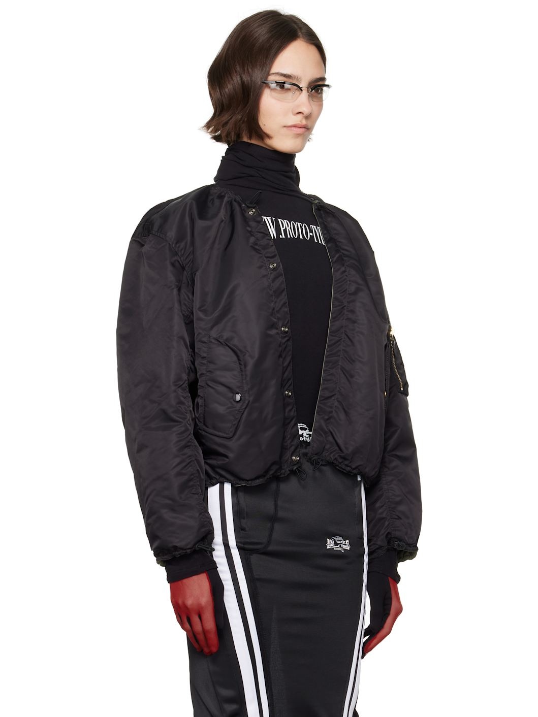 Black Nylon Reversible Bomber Jacket - 2