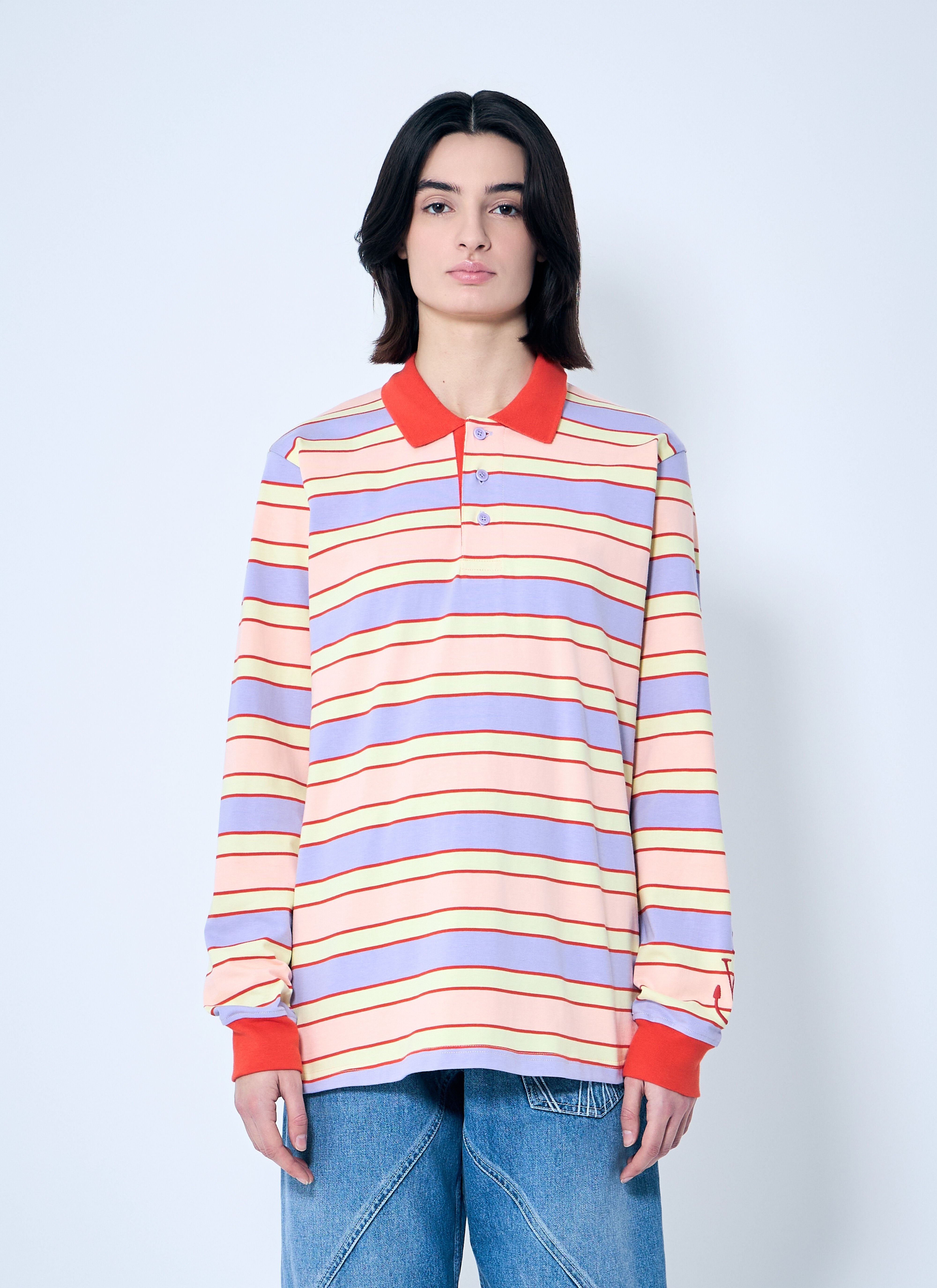 J.W. ANDERSON - Jw Anderson Women Striped Polo Shirt With Contrast Trims - 1