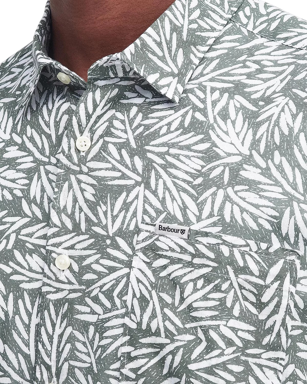 Jackstone Cotton Frond Print Regular Fit Button Down Shirt - 10