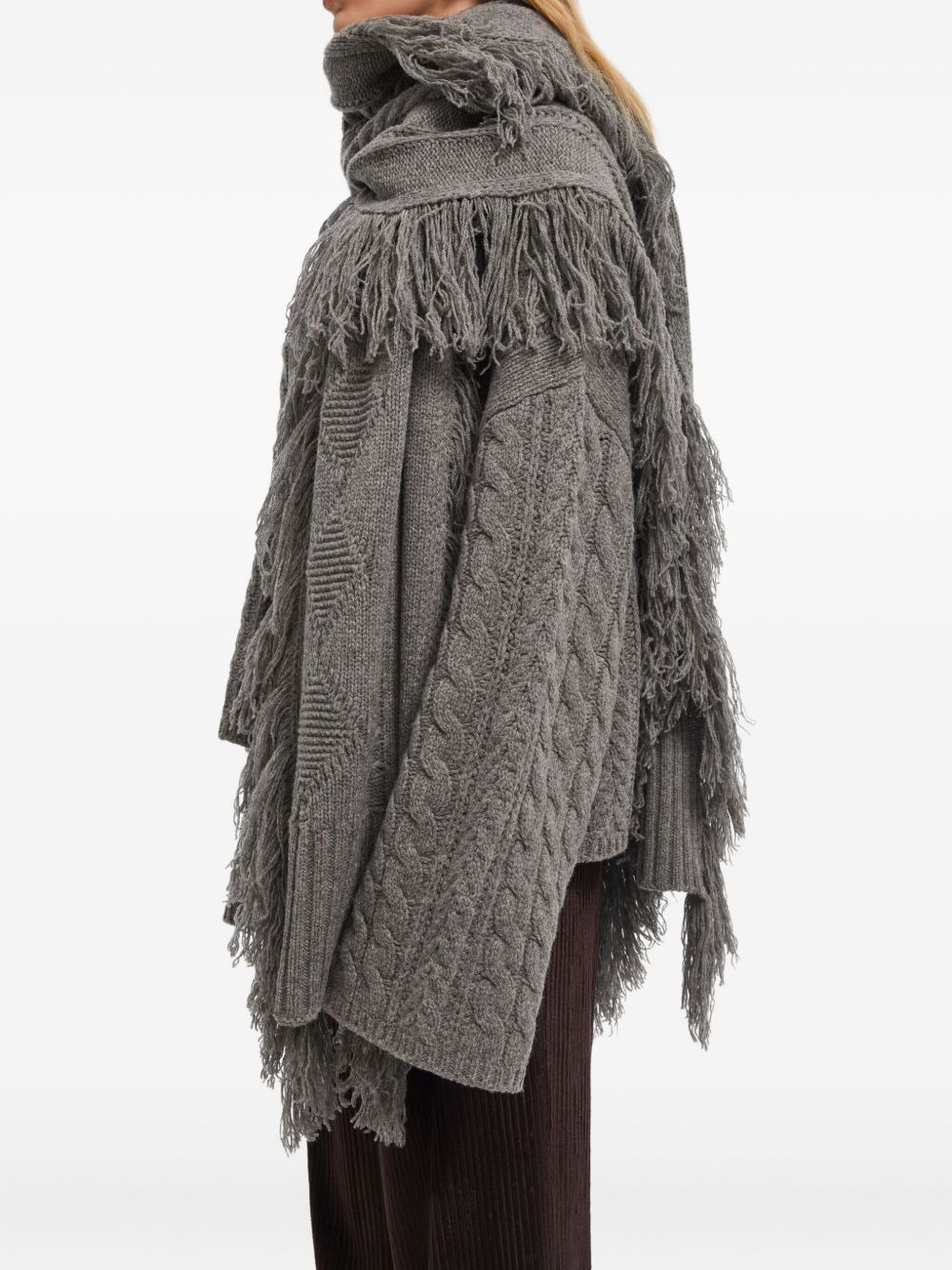 cable-knit fringe scarf - 3