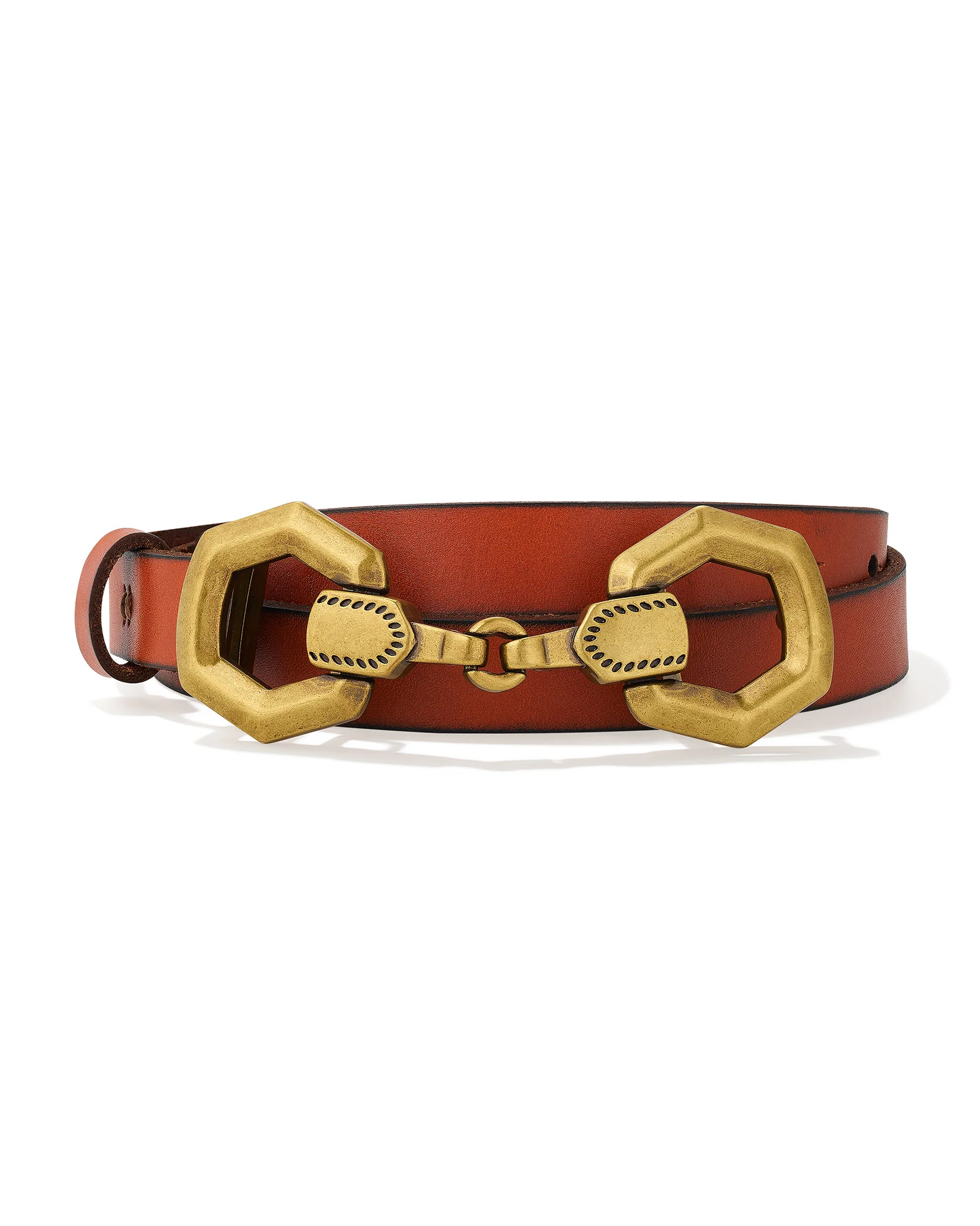 Beau Horse Bit Vintage Gold Belt in Tan - 1