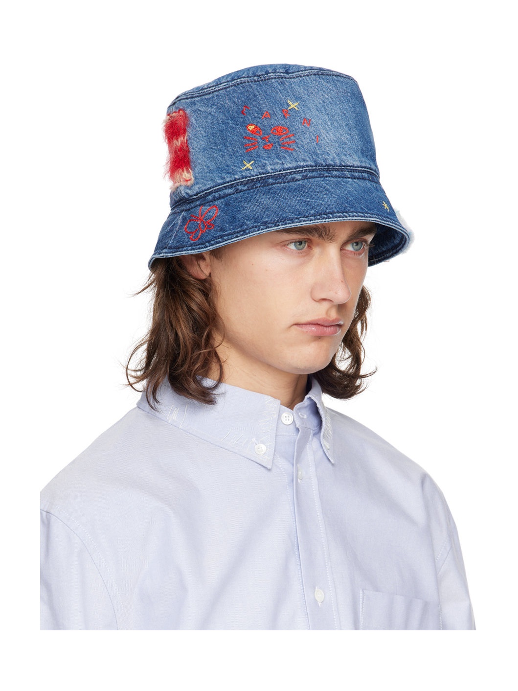 Blue Stonewashed Organic Denim Bucket Hat - 2