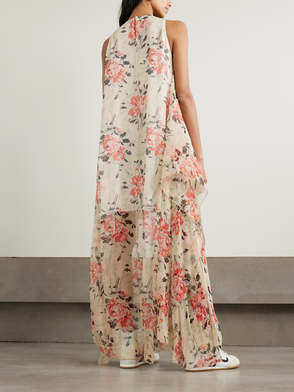 Asymmetric Floral-print Silk Maxi Dress - 3
