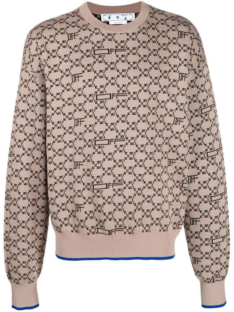 all-over monogram crew neck jumper 1