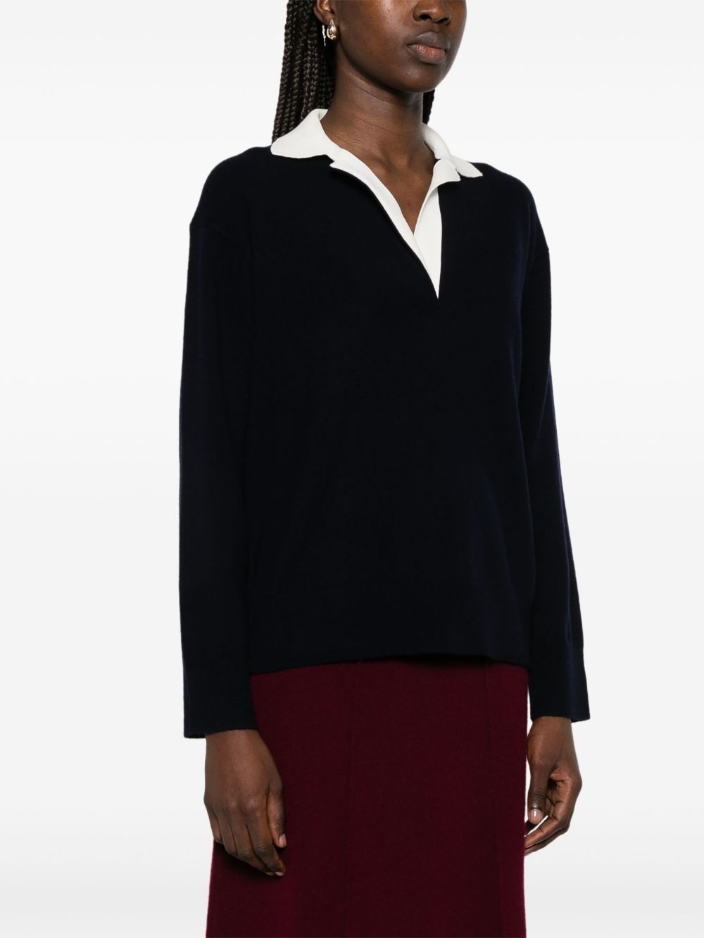 contrast-collar sweater - 3