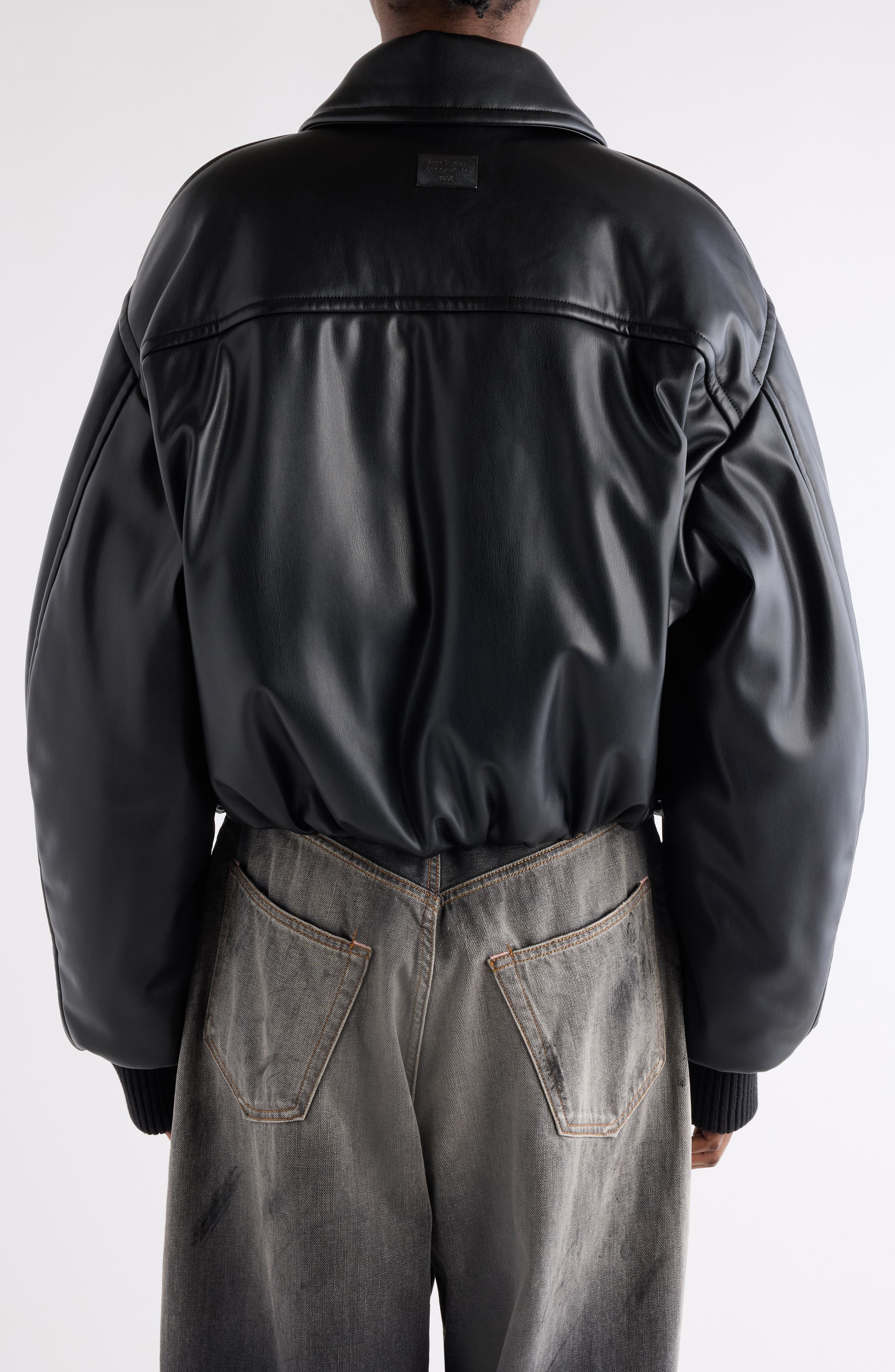 Acne Studios Onnea Faux Leather Bomber Jacket in Black at Nordstrom - 3
