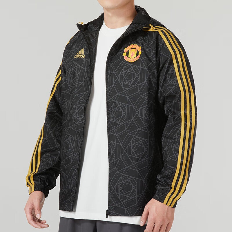 adidas Manchester United DNA Windbreaker Jackets 'Black Yellow' IA8526 - 4