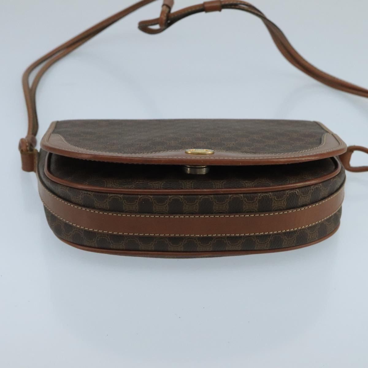 CELINE Macadam Canvas Shoulder Bag Pvc Leather Brown - 5