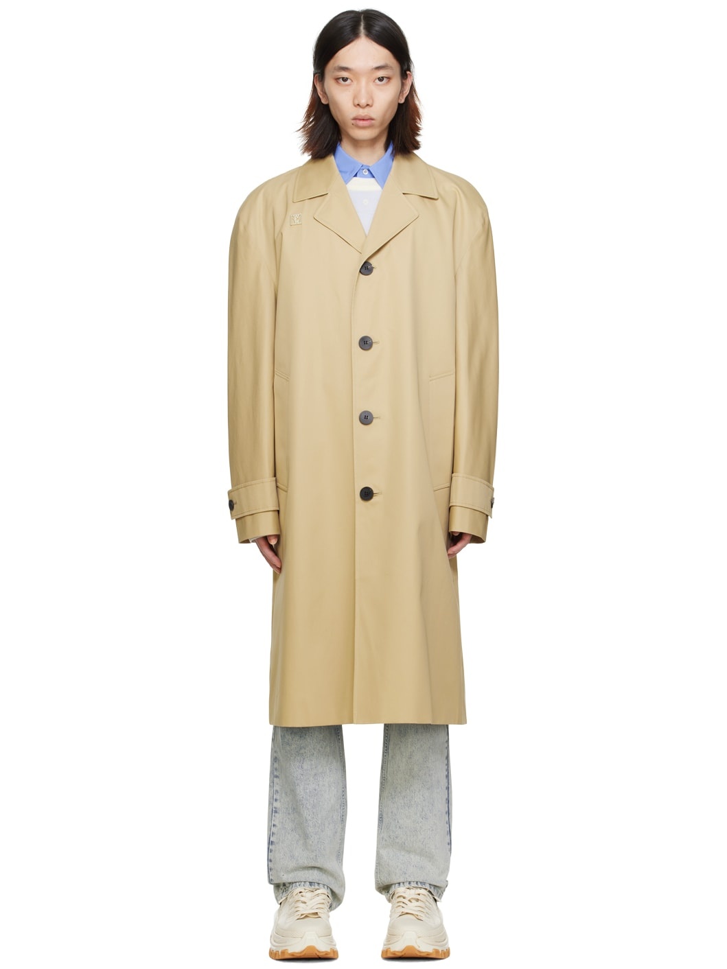 Beige Single Trench Coat - 1
