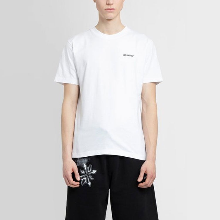 Men's Off-White SS22 Solid Color Cotton Zebra Printing Short Sleeve White T-Shirt OMAA027S22JER01001 - 4