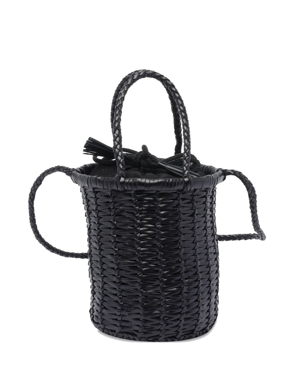 braided leather bucket bag - 3