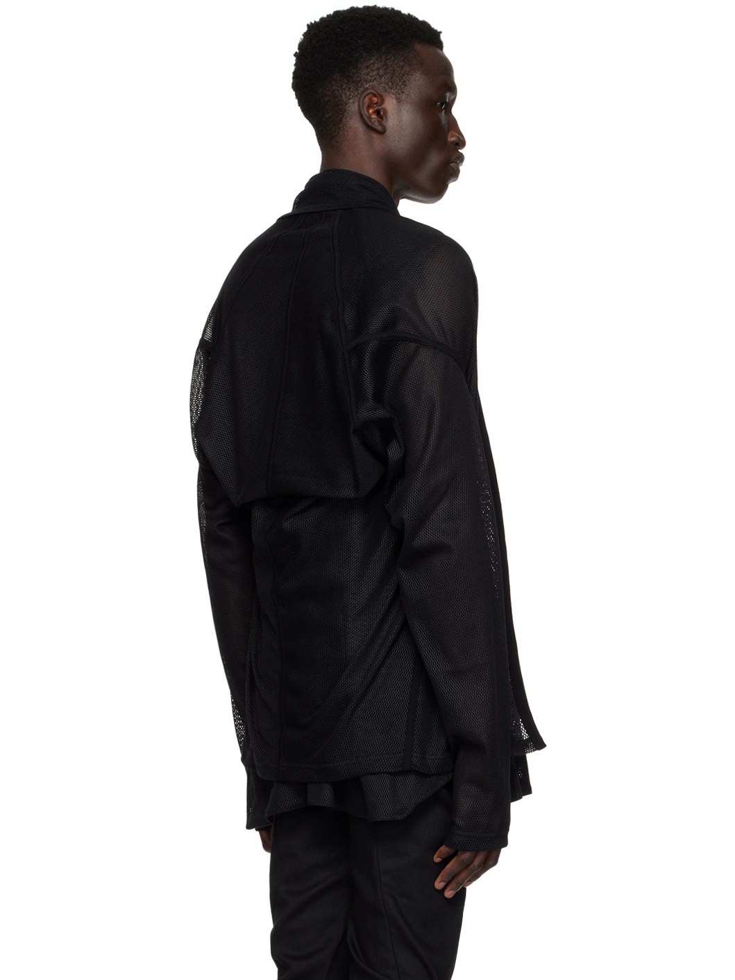 Black Drape Neck Cardigan - 3