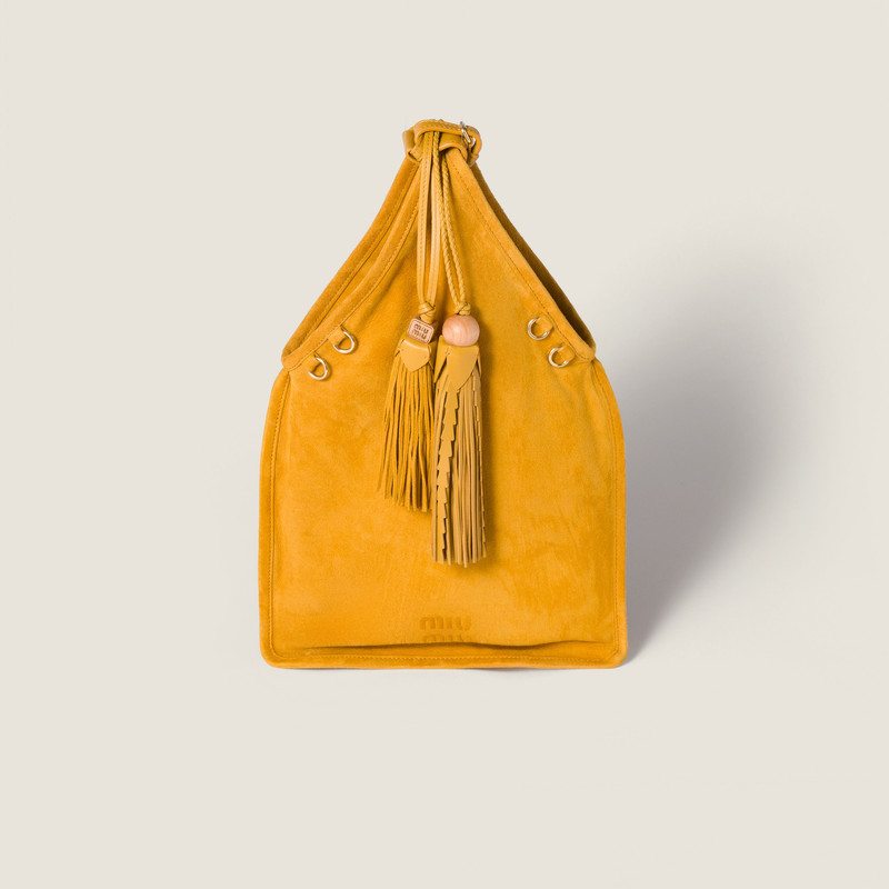 Suede handbag with tassels 1