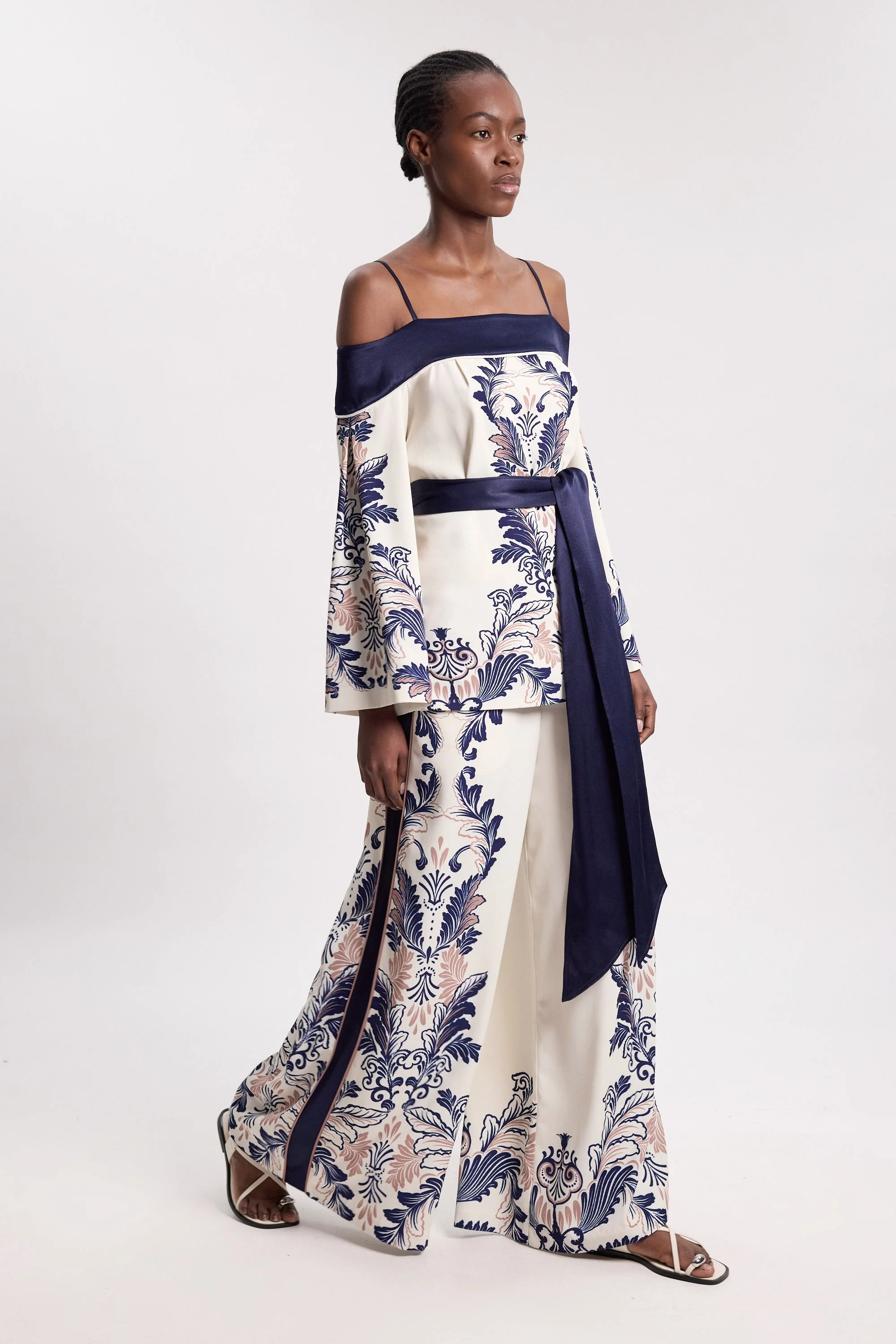 Scarf Print Woven Wide Leg Trouser - 1
