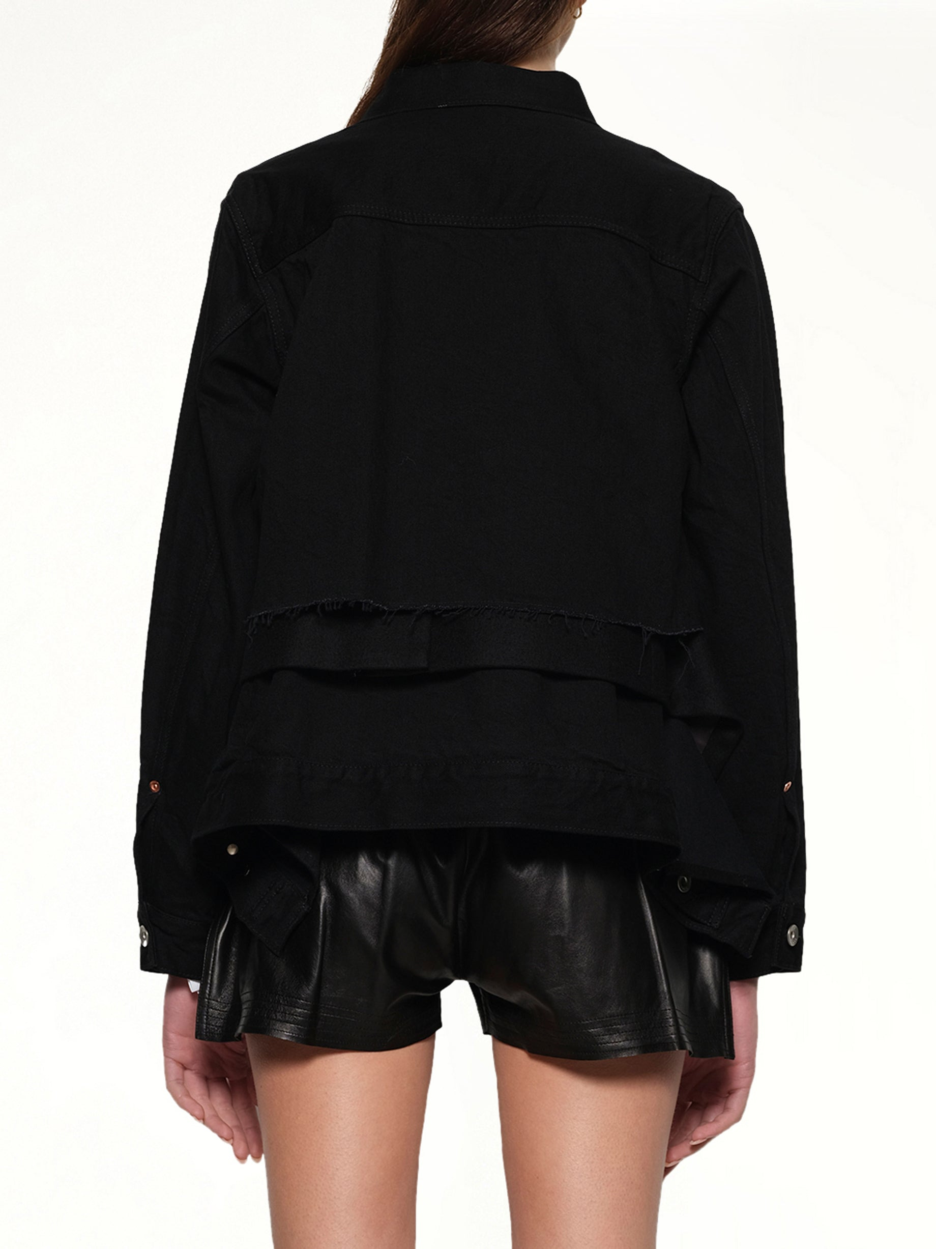 Denim x Wool Melton Jacket in Black - 5